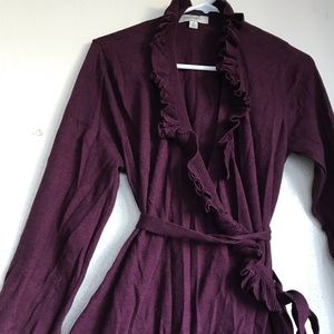 Plum, wrap, sweater dress